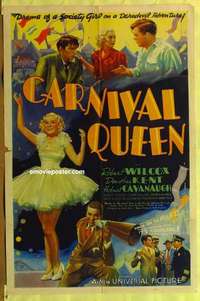 b344 CARNIVAL QUEEN one-sheet movie poster '37 pretty Dorothea Kent!