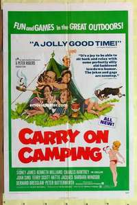 b349 CARRY ON CAMPING one-sheet movie poster '71 English nudist sex!
