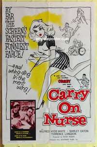b350 CARRY ON NURSE one-sheet movie poster '60 English hospital sex!