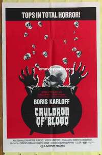 b362 CAULDRON OF BLOOD one-sheet movie poster '70 Boris Karloff, Aumont
