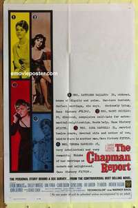 b369 CHAPMAN REPORT one-sheet movie poster '62 Jane Fonda, Zimbalist