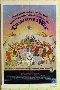 b376 CHARLOTTE'S WEB one-sheet movie poster '73 animated classic!