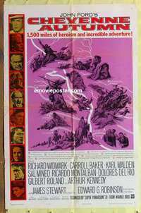 b382 CHEYENNE AUTUMN one-sheet movie poster '64 John Ford, Richard Widmark