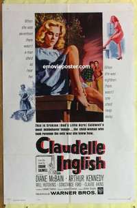 b395 CLAUDELLE INGLISH one-sheet movie poster '61 misbehavin' Diane McBain!