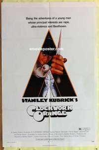 b402 CLOCKWORK ORANGE one-sheet movie poster '72 Stanley Kubrick classic!