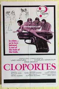 b403 CLOPORTES one-sheet movie poster '66 sexy half-clad girl on gun!