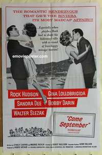 b415 COME SEPTEMBER military one-sheet movie poster '61 Sandra Dee, Hudson