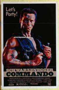 b419 COMMANDO one-sheet movie poster '85 rare Let's Party style!