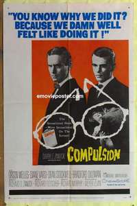 b421 COMPULSION one-sheet movie poster '59 Orson Welles, Richard Fleischer