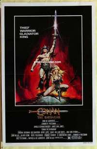 b422 CONAN THE BARBARIAN advance one-sheet movie poster '82 Schwarzenegger