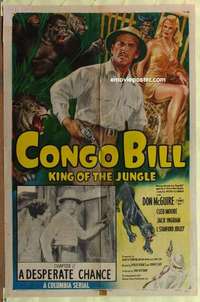 b425 CONGO BILL Chap 11 one-sheet movie poster '48 Don McGuire, Cleo Moore
