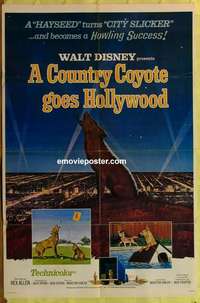 b443 COUNTRY COYOTE GOES HOLLYWOOD one-sheet movie poster '65 Walt Disney