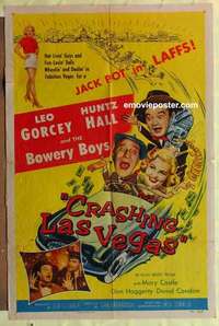 b450 CRASHING LAS VEGAS one-sheet movie poster '56 Bowery Boys, Huntz Hall
