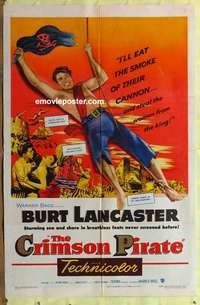b454 CRIMSON PIRATE one-sheet movie poster '52 Burt Lancaster swinging!