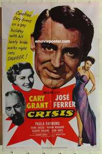 b456 CRISIS one-sheet movie poster '50 Cary Grant, Paula Raymond, Ferrer