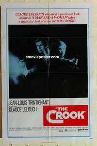 b458 CROOK one-sheet movie poster '70 Claude Lelouch, Trintignan