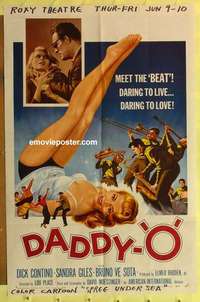 b465 DADDY-O one-sheet movie poster '59 great sexy girl beatnik image!