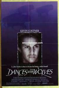 b470 DANCES WITH WOLVES DS one-sheet movie poster '90 Kevin Costner