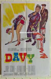 b486 DAVY one-sheet movie poster '57 sexy Susan Shaw, Ealing comedy!