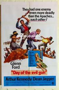 b491 DAY OF THE EVIL GUN one-sheet movie poster '68 Glenn Ford, Kennedy