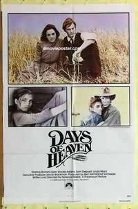 b495 DAYS OF HEAVEN one-sheet movie poster '78 Richard Gere, Brooke Adams