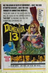 b515 DEMENTIA 13 one-sheet movie poster '63 Francis Ford Coppola, Corman