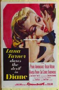 b535 DIANE one-sheet movie poster '56 Pedro Armendariz, sexy Lana Turner!