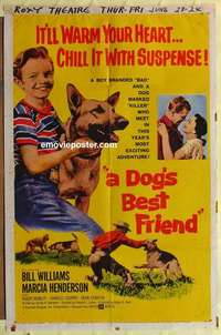 b554 DOG'S BEST FRIEND one-sheet movie poster '59 boy & his dog adventure!