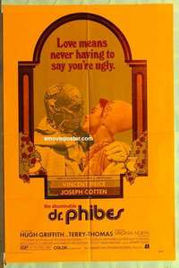 b033 ABOMINABLE DR PHIBES one-sheet movie poster '71 orange dayglo style!