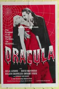 b001 DRACULA one-sheet movie poster R60s Bela Lugosi vampire classic!