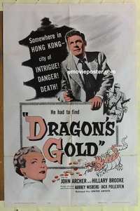 b570 DRAGON'S GOLD one-sheet movie poster '53 John Archer, Hillary Brooke