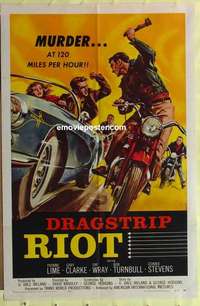 b572 DRAGSTRIP RIOT one-sheet movie poster '58 classic biker gangs!