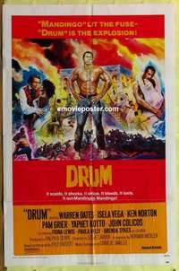 b577 DRUM one-sheet movie poster '76 Ken Norton, blaxploitation!