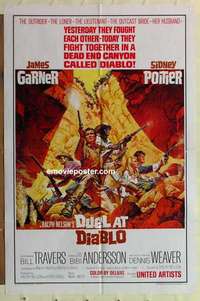 b578 DUEL AT DIABLO one-sheet movie poster '66 Sidney Poitier, James Garner