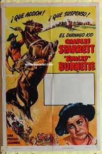 b374 DURANGO KID Spanish/US 1sh '46 different art of Charles Starrett and Smiley Burnette!