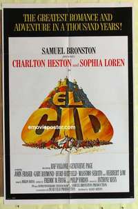 b590 EL CID one-sheet movie poster '61 Charlton Heston, Sophia Loren