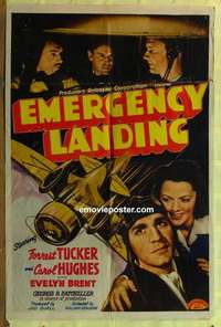 b595 EMERGENCY LANDING one-sheet movie poster '41 Forrest Tucker, Hughes