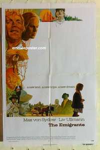 b596 EMIGRANTS int'l one-sheet movie poster '72 Max Von Sydow, Liv Ullmann