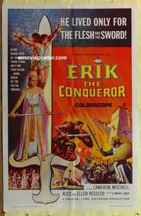 b614 ERIK THE CONQUEROR one-sheet movie poster '63 Mario Bava, Mitchell