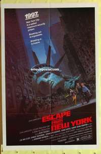 b616 ESCAPE FROM NEW YORK one-sheet movie poster '81 Kurt Russell sci-fi!