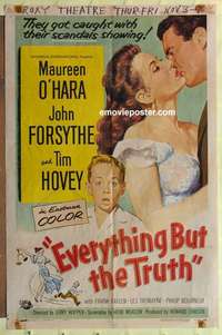 b623 EVERYTHING BUT THE TRUTH one-sheet movie poster '56 Maureen O'Hara