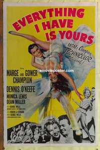b624 EVERYTHING I HAVE IS YOURS one-sheet movie poster '52 Champions!