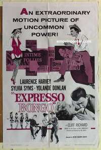 b632 EXPRESSO BONGO one-sheet movie poster '60 Laurence Harvey, Syms