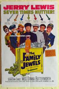 b640 FAMILY JEWELS one-sheet movie poster '65 Jerry Lewis, Donna Butterworth