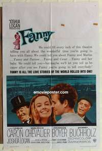 b642 FANNY one-sheet movie poster '61 Charles Boyer, Chevalier, Caron