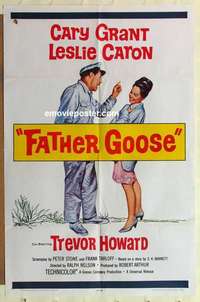 b653 FATHER GOOSE one-sheet movie poster '65 Cary Grant, Leslie Caron