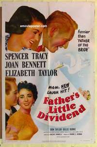 b654 FATHER'S LITTLE DIVIDEND one-sheet movie poster '51 Liz Taylor