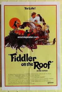b661 FIDDLER ON THE ROOF int'l style c one-sheet movie poster '72 Topol