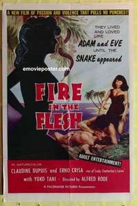 b665 FIRE IN THE FLESH one-sheet movie poster '58 like Adam & Eve!