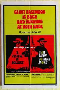 b671 FISTFUL OF DOLLARS/FOR A FEW DOLLARS MORE one-sheet movie poster '69